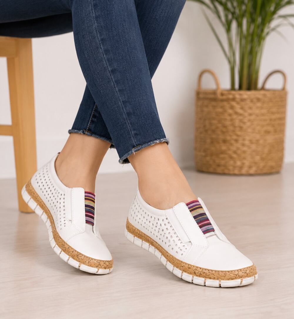 Women's Slip On Faux Cork Sneakers Casual Comfort Cozy Boho SZ. 39/ 8.5 US